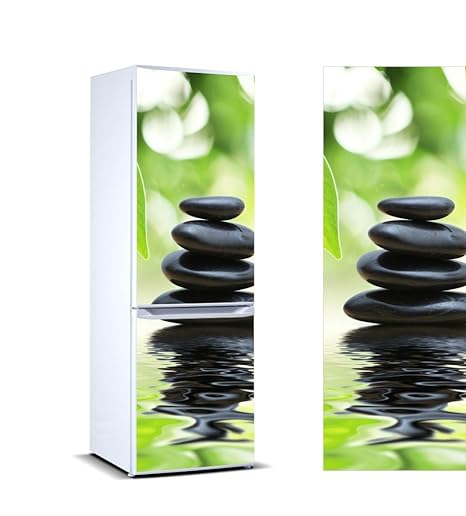 Pegatinas Vinilo para Frigorífico Piedras Negras Reflejo Agua ...