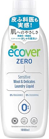 Amazon おしゃれぎ用洗剤 肌に優しい Ecover エコベールゼロ 液体 本体 無香料 無着色 1000ml 洗濯洗剤 海外 赤ちゃん Laundry 日用品 マスク洗剤 Ecover エコベール ドラッグストア