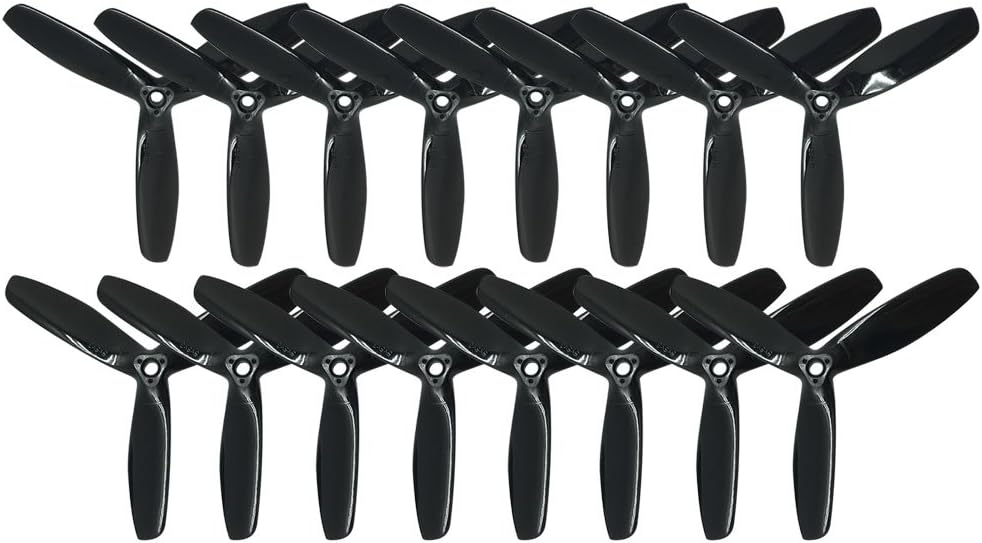 RAYCorp 5050 3-Blades (5x5x3) Propellers. 16 Pieces(8CW, 8CCW) Black - Polycarbonate 5-inch Tri Blades Quadcopters & Mutlirotors Props + Battery Strap