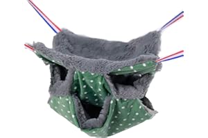 neolun Rat Ferret Cage Hammock Bedding Small Pet Cage Accessories Toy Triple-Layer Hammock Bedding for Hamster Guinea Pig Rat Ferret Chinchilla Playing Sleeping(Green)