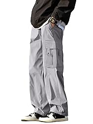 PLEPAN Men's Casual Cargo Pants with Drawstring