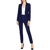 Rescay Womens Pants Suits for Work, Professional Suits for Summer, Womens Work Clothes for Interview, Navy Blue x-Large Plus