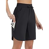 baleaf Women's Bermuda Long Shorts 9" Above Knee Length Quick Dry Lightweight Zipper Pockets Casual Summer Athletic UPF 50+