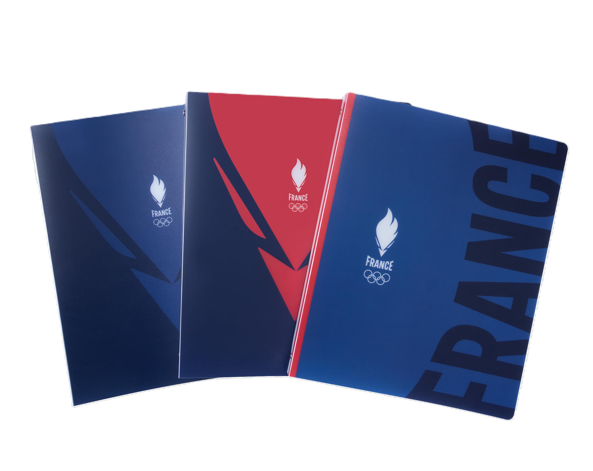 Olympiques Equipe de France A4 40mm Spine 4 Ring Round Polypropylene Cover Opaque 3 Pack