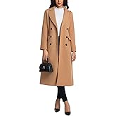 IDEALSANXUN Womens Long Wool Coats Fall Winter Notch Lapel Double Breasted Trench Coat Wool Jackets