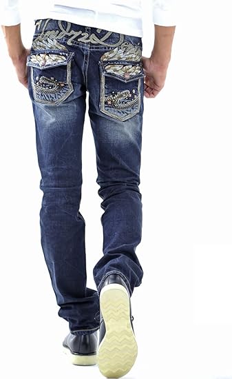 Amazon ジーンズ 専門店 クラシカルエルフ Classical Elf Cloud72 ｎｅｗ587 羽 刺繍 ストレート ジーパン ジーンズ デニム メンズ 大きい サイズ W28 ジーンズ 通販