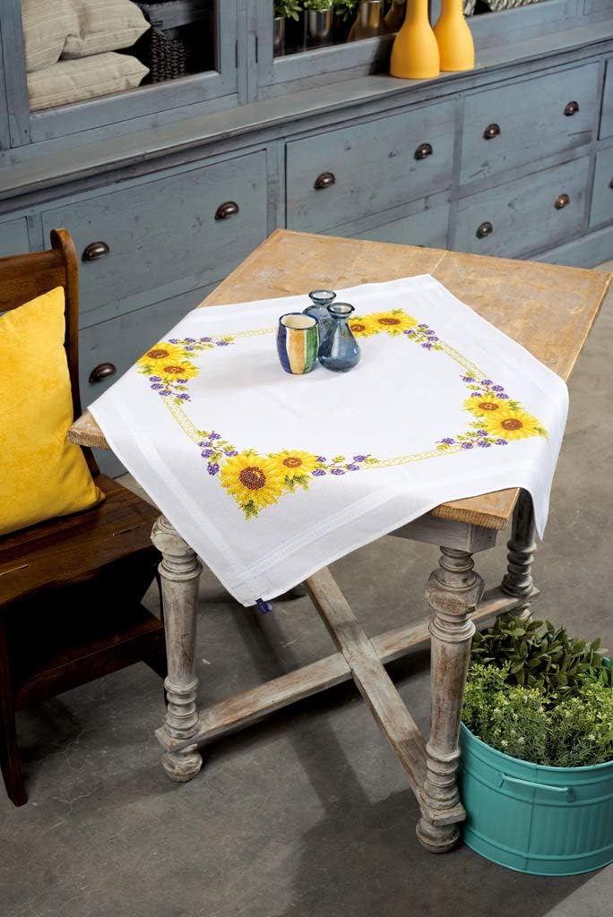 Vervaco "Sunflowers Tablecloth Embroidery, 100 Percent Cotton, Multi-Colour, 40 x 2 x 20 cm