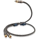 YYTCG Audiophile HiFi Audio RCA Cables RCA Splitter 1 Male 2 Male 1.64ft | 99.99% OFC Core, 24k Gold-Plated Plugs, Nylon Braid, Ferrite Cores, Double Shield Subwoofer cable for Car/CD Player/Turntable