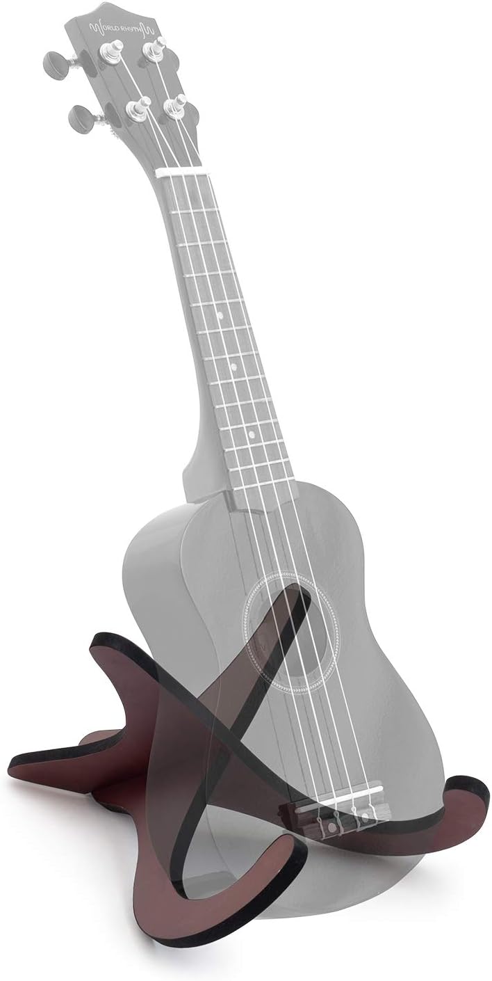 World Rhythm Ukulele Stand - Wooden Uke Stand, Detachable Stringed Instrument Holder, Mahogany, standard