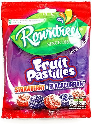 Rowntree Black Currant and Strawberry Fruit Pastilles 4.4 oz each (6 Items Per Order)