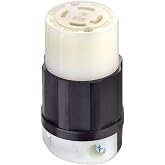 Leviton 2711 Locking Plug – 30 Amp, 125/250V, NEMA L14-30P, 3-Pole 4-Wire, Industrial Grade, Grounding, Black/White