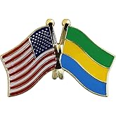 USA and Gabon Flag Die-struck Metal Friendship Lapel Pin with Butterfly Clasp Closure