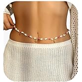KYHNG Gold Starfish Tassel Waist Chains Belt Summer Beach Crystal Body Chain Jewelry Adjustable Conch Belly Chain for Women