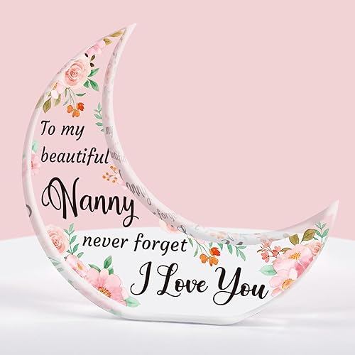 Nanny Gifts, Nanny Birthday Gifts, Mothers Day Presents for Nanny, Nan Gifts for Nanny from Grandchildren -Acrylic Moon Deco with Touching Sayings, Birthday Gifts for Nanny, Nan, Gran Gifts