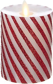 Amazon Com Raz Imports Moving Flame Red And White Striped Pillar Candle 3 X4 Flameless Candles Christmas Lighting Accents And Modern Holiday Decoration Flickering Candlelight Decor For Home And Business Home Improvement