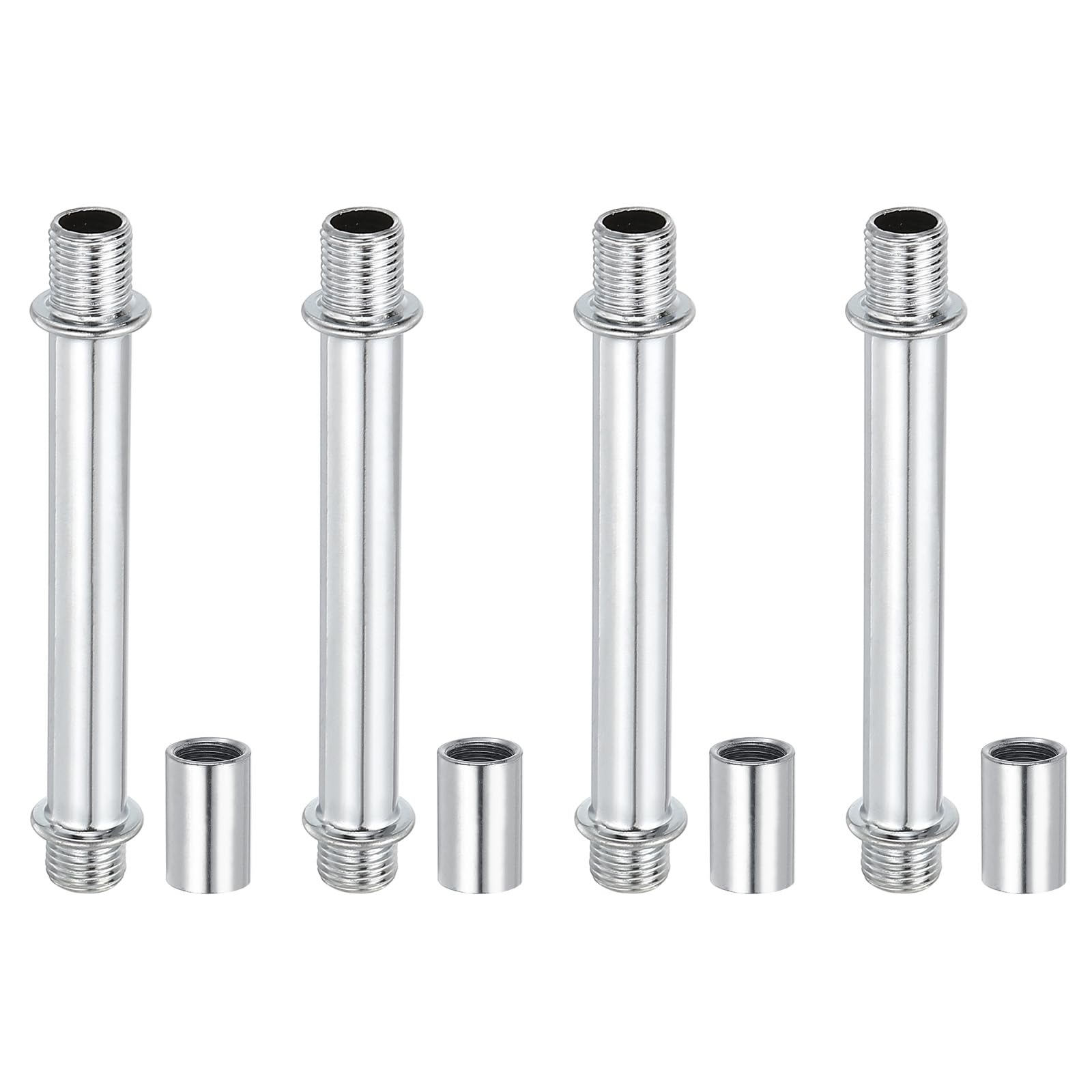Photo 1 of PATIKIL Straight Pipe Lamp Stems Rod Kit, 4Set M10 Carbon Steel 80mm(3.15") Long Double End Thread Rod with Coupling Nuts Sleeve Connector for Table Lamps Chandeliers, Silver Tone