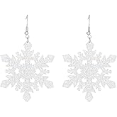 Luolinice Acrylic Snowflake Earrings for Women White Christmas Earrings for Women Dangling Large Christmas Earrings Jewelry Gift