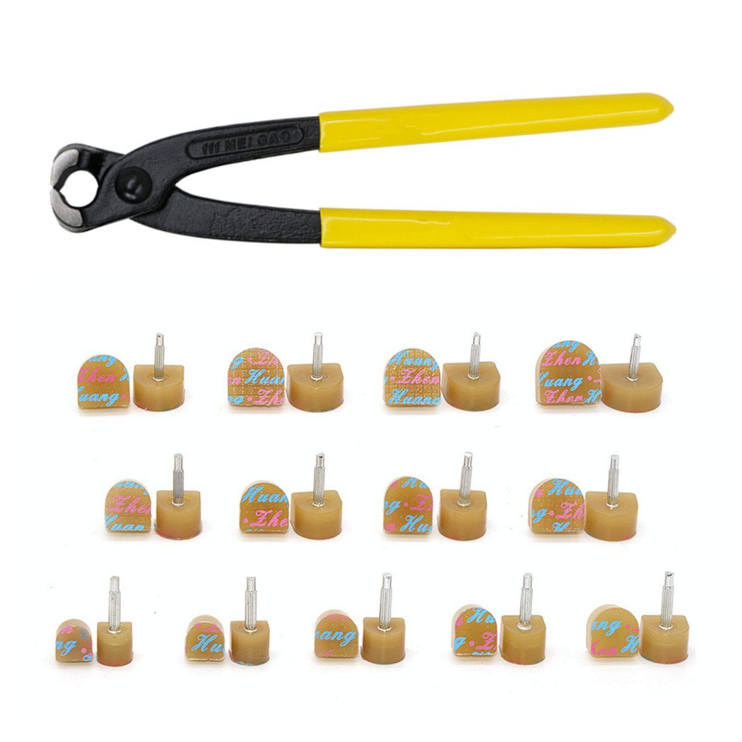 Medigy 13 Pair Stiletto Tip Replacement Kit High Heel Dowel Pliers Set Includes 13 Pairs Tip Taps in Different Sizes and a Stiletto Pliers-2.5mm Core Khaki Tips