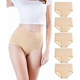 wirarpa Women's Underwear High Waisted Ladies Cotton Panties Soft Full Coverage Briefs 5 Pack