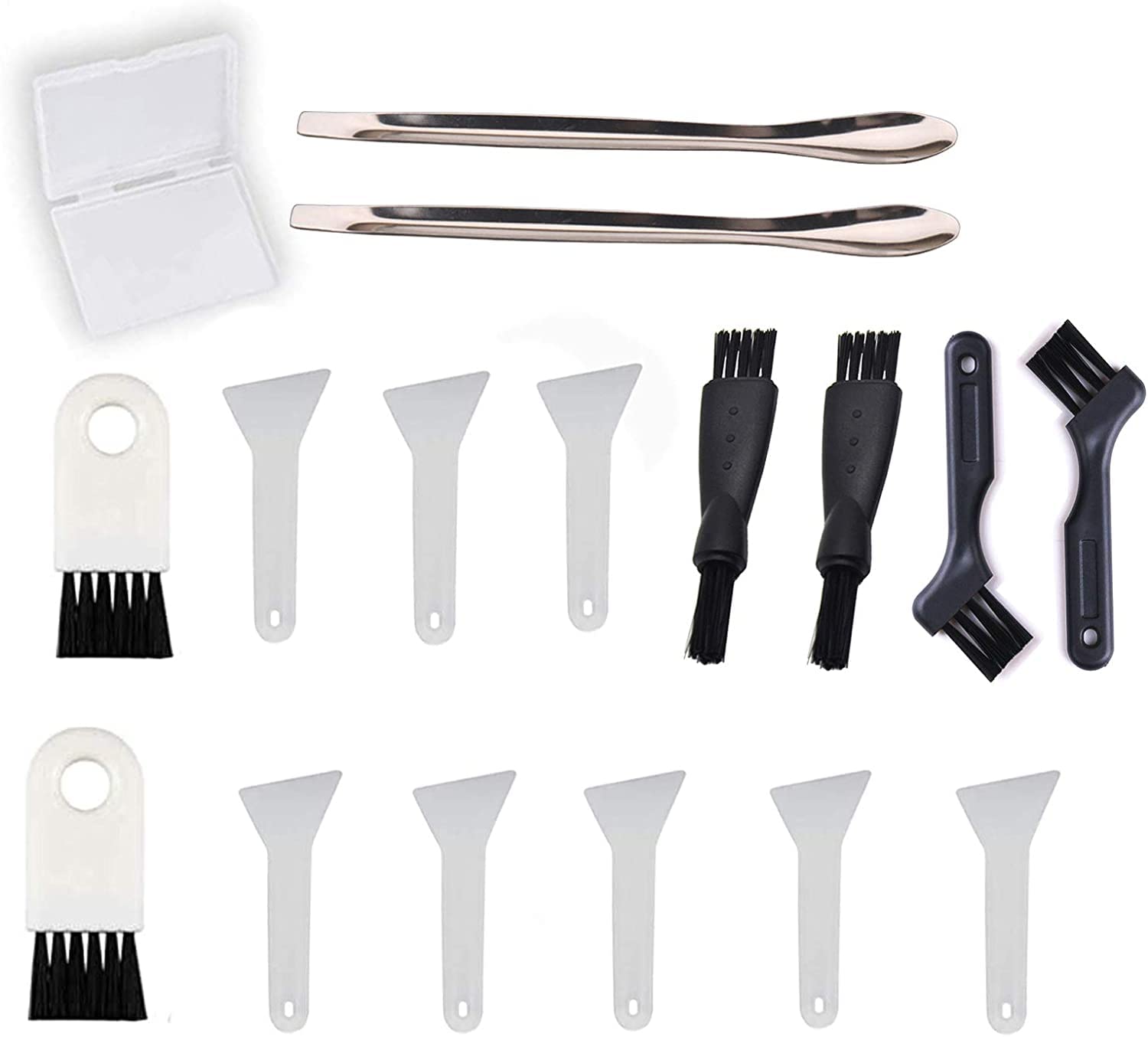 Black Scrapers,Gristor Brushes and Spoons Kit with Cleaning Tools for Herb Grinder (White Scrapers)