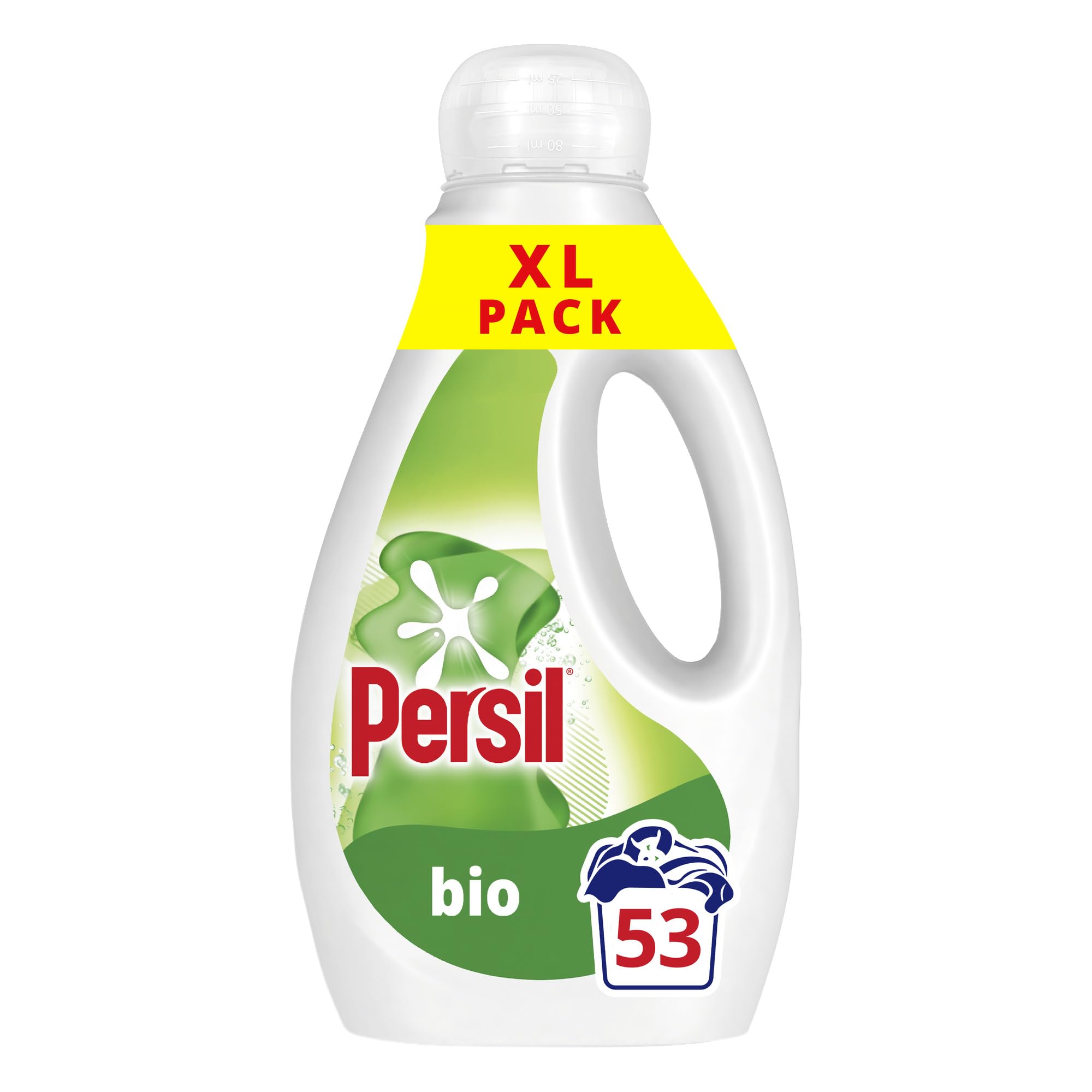 Persil Bio Laundry Washing Liquid Detergent 1st time removal of tough stains outstanding stain removal in quick & cold washes 53 washes (1.431 L)
