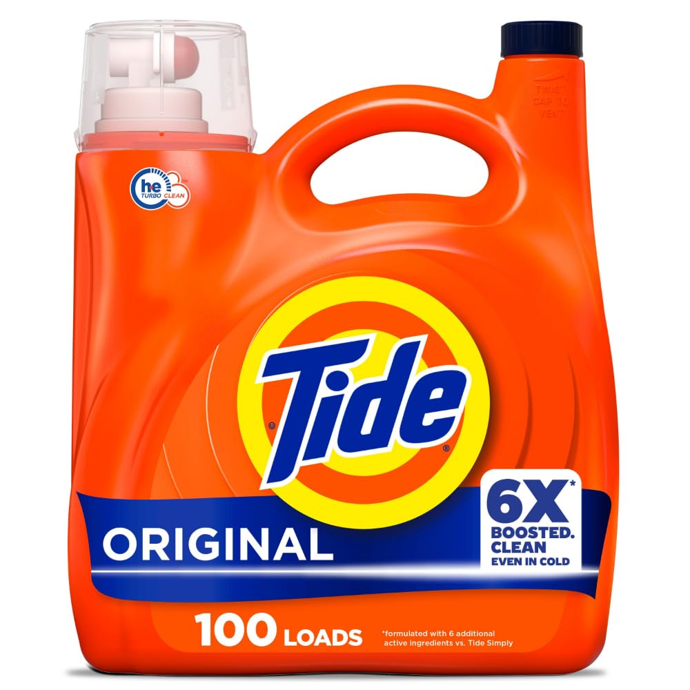 Photo 1 of Tide Laundry Detergent Liquid, Original Scent, HE Compatible, 100 Loads, 125 fl oz, Tide Laundry Detergent, Liquid Laundry Detergent