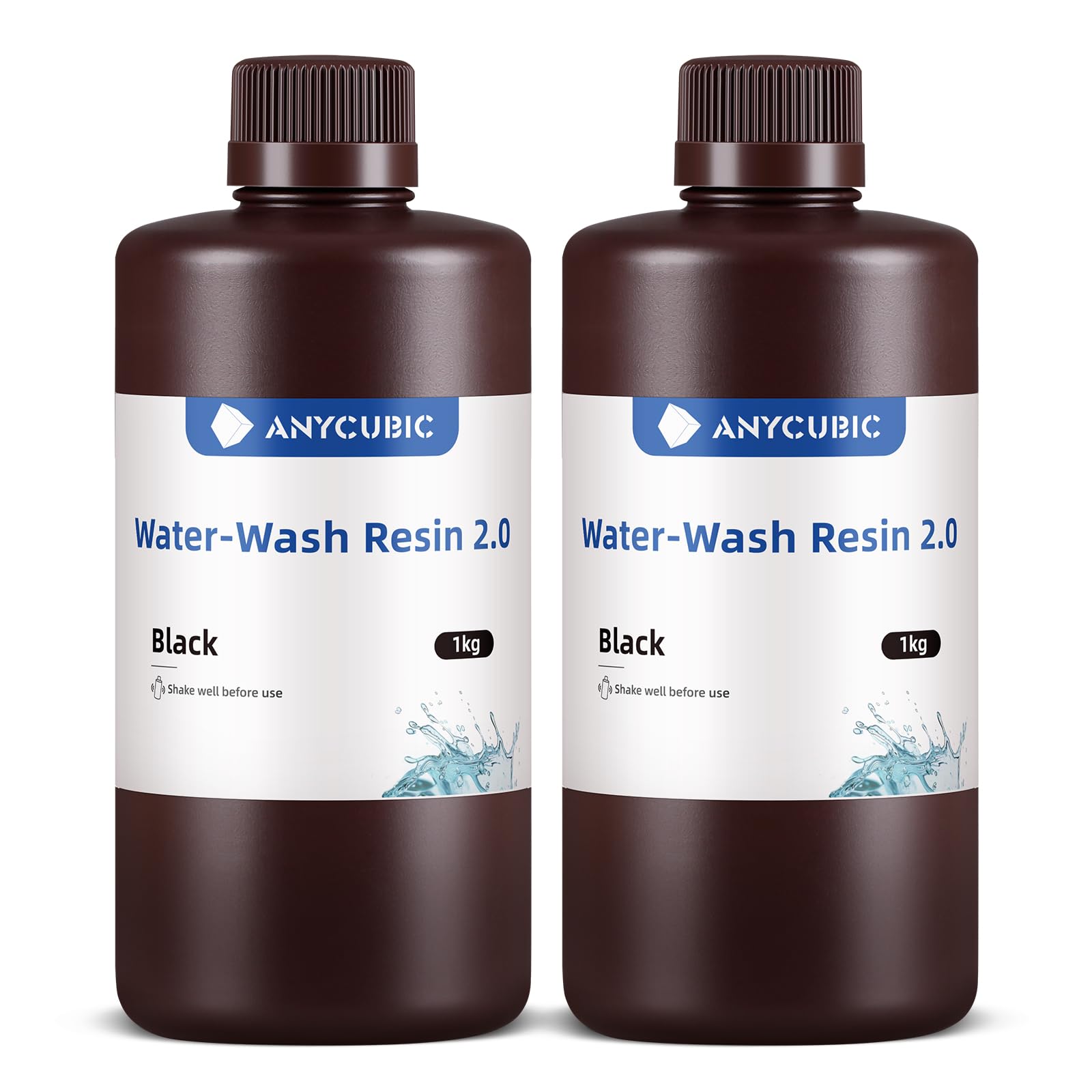 ANYCUBIC Water Washable 3D Printer Resin 2.0, 405nm High Precision UV-Curing 3D Resin, Low Shrinkage Standard Photopolymer Resin for 8K Capable LCD DLP 3D Printing (Pure Black + Black, 2000g) Image ANYCUBIC Water Washable 3D Printer Resin 2.0, 405nm High Precision UV-Curing 3D Resin, Low Shrinkage Standard Photopolymer Resin for 8K Capable LCD DLP 3D Printing (Pure Black + Black, 2000g) Image