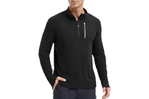 baleaf Fleece Quarter Zip Pullover Men Sweatshirt with Zipper Pocket Reflective Strip Running Golf Causal