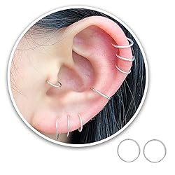 LUCKYJEWUS 6mm Ultra Thin Tiny Hoops for Cartilage
