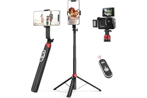 Elilier 62" Selfie Stick Tripod, Aluminum Alloy Phone Tripod with Rechargeable Bluetooth Remote Shutter, Lightweight Mini Tripod, Compatible with iPhone 13 Pro Max/12/11, Samsung Galaxy S22, More