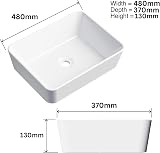 BELOFAY Ceramic Bathroom Sink Rectangular 48x38 cm White Gloss view 2