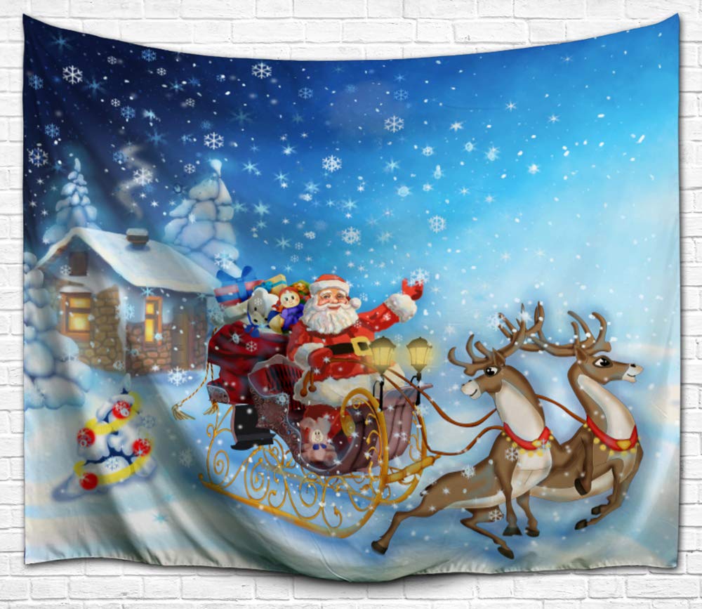 Jeté De Lit / Tapisserie Pure Country - Père Noël Et Rennes - 183x137 Cm - 100% Coton - Neuf