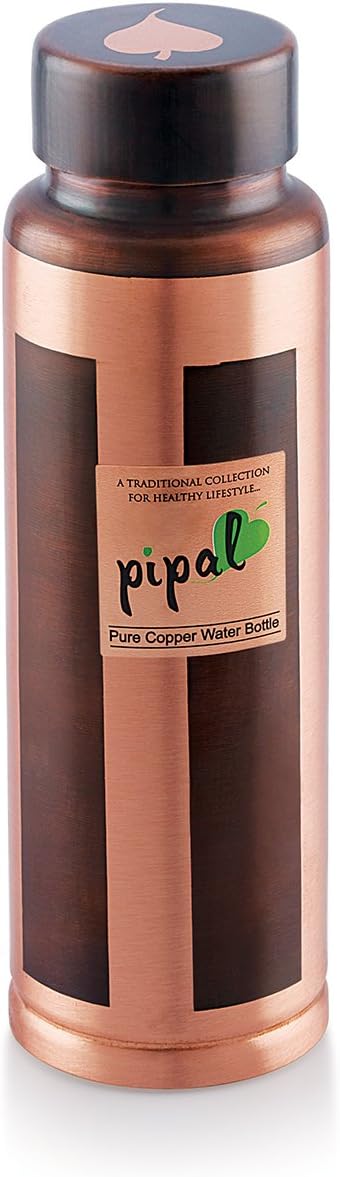 Pipal, Caliber Pure Copper Water Bottle Rust Straight Line, Leak Proof and Joint-less, Perfect for Sports, Fitness, Yoga with Ayurvedic Health Benefits - 600 ml