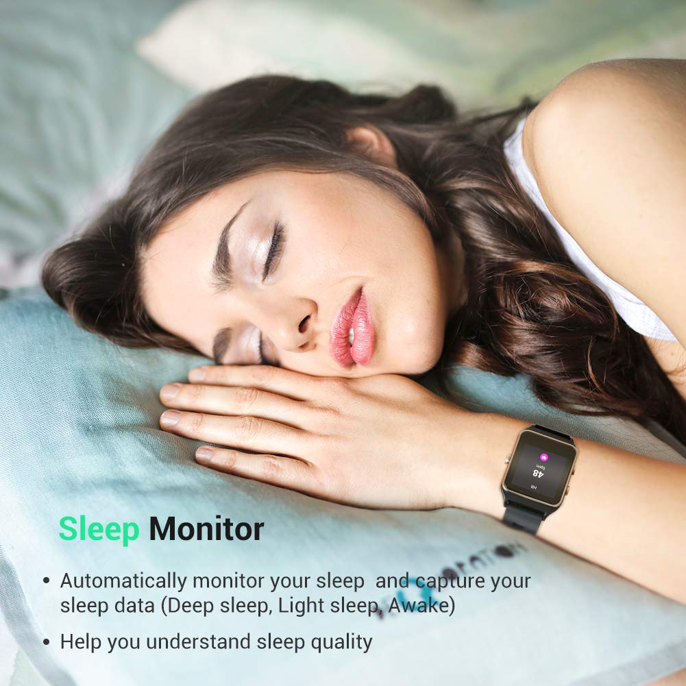 Enow Smart Watch, GPS IP68 Waterproof Touch Screen Fitness Bluetooth Tracker with 24h Heart Rate Monitor, Sleep Tracker, 17 Sports Mode, Pedometer Step Calories Counter for Women Men, Android/ iOS