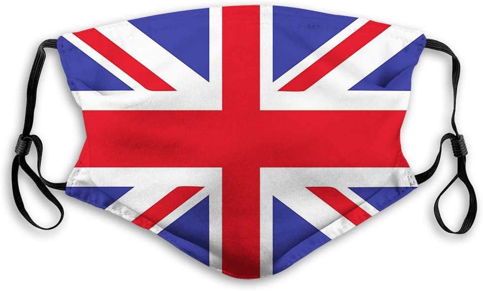 Face Mask,Union Jack, Classic Traditional Flag United Kingdom Modern British Loyalty Symbol,Multicolor,Replaceable Anti-dust Mouth Masks Adjustable Adult size:M
