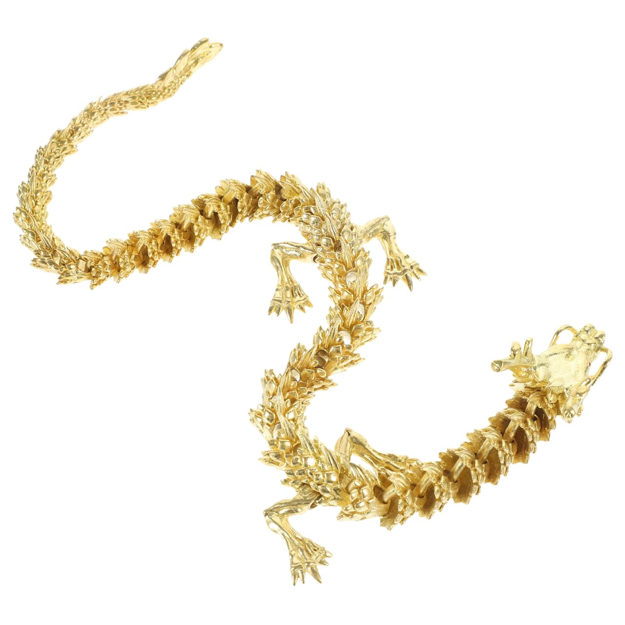 Holibanna Chinese Dragon Statue 3D Printed Gold Dragon Figurine Feng Shui Ornament Year of the Desk Decor for Home Office