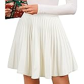 SEAFORM Women's Pleated Knit Mini Skirts Stretchy High Waist A-Line Casual Sweater Skirt Fall Winter Skirts for Women