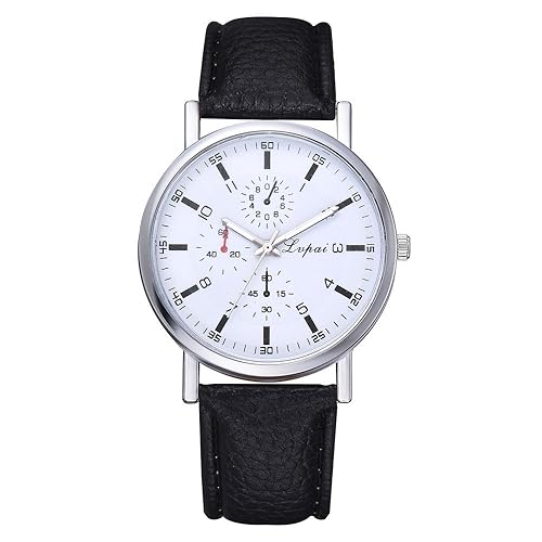  Mens Sport Watch Leather Strap Analog Quartz