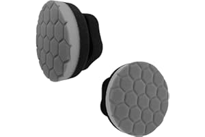 Suvnie 2 PCS Tire Hex Logic Dressing Applicator, Round Shape Car Polishing Foam Applicator Pad, Reusable Auto Wheel Tire Shine Detailing Sponge for Waxing, Buffing, Coating (Black, Large Embossed)
