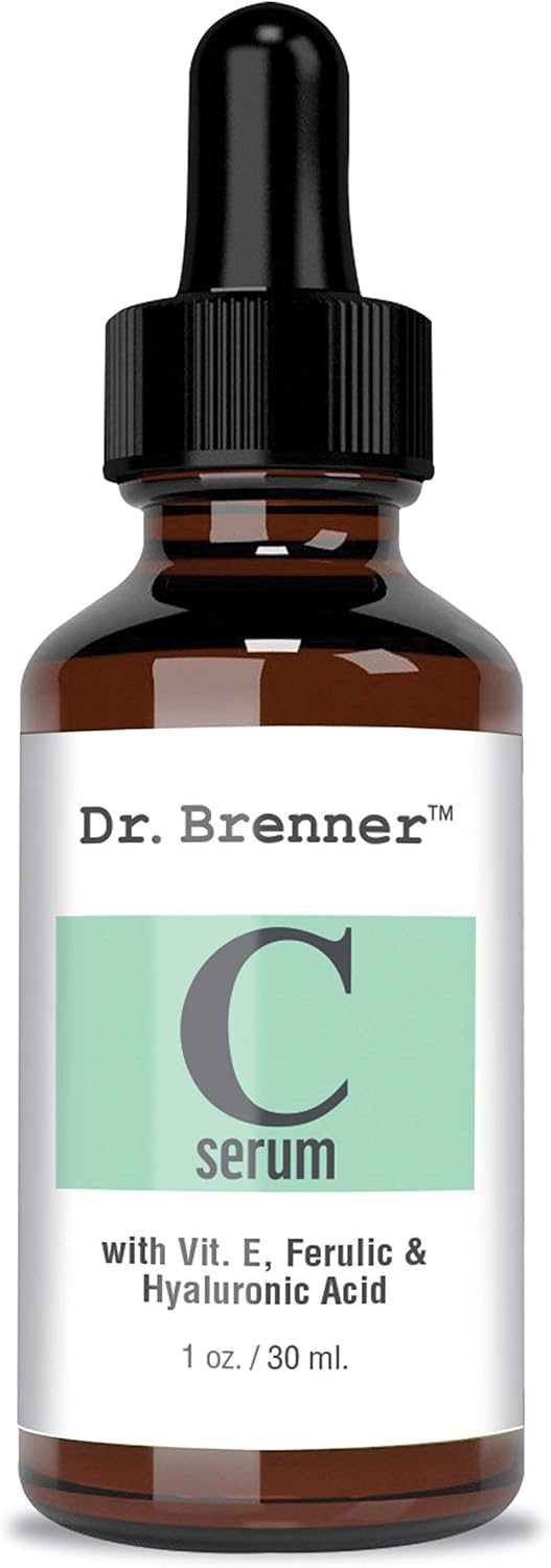 Vitamin C Serum 20% Pure L-Ascorbic Acid, Ferulic Acid, Vitamin E and Hyaluronic Acid for Face and Eyes 1oz. by Dr. Brenner