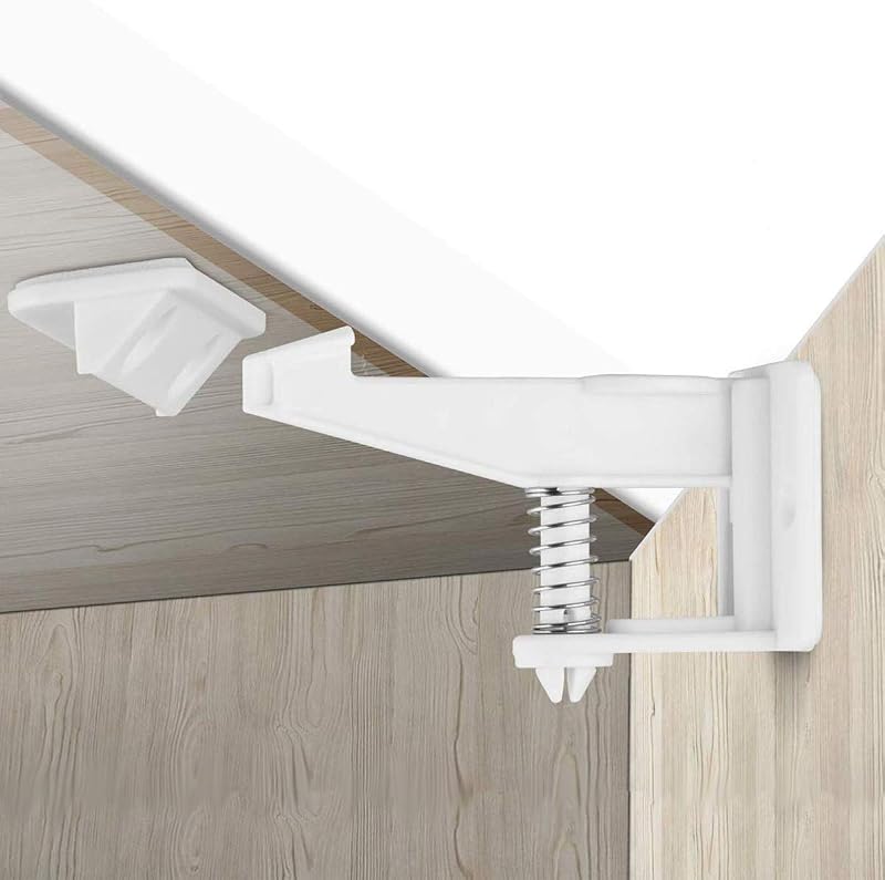 AUGOLA Child Safety Locks 12 Pack Invisible No-Drill Cabinet Locks White