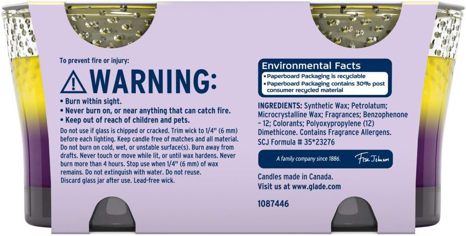 Glade Candle Jar, Air Freshener, 2in1, Jubilant Rose & Lavender & Peach Blossom, 6.8 oz, Pack of 2: Health & Personal Care