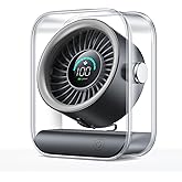 KIMMOO Rechargeable USB Desk Fan, Quiet Table Fan with Turbo Airflow, 100 Speeds, Digital Display, 90° Rotating, Small Battery Desktop Fans for Bedroom Home Office Travel, Black
