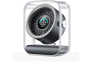 KIMMOO Rechargeable USB Desk Fan, Quiet Table Fan with Turbo Airflow, 100 Speeds, Digital Display, 90° Rotating, Small Batter