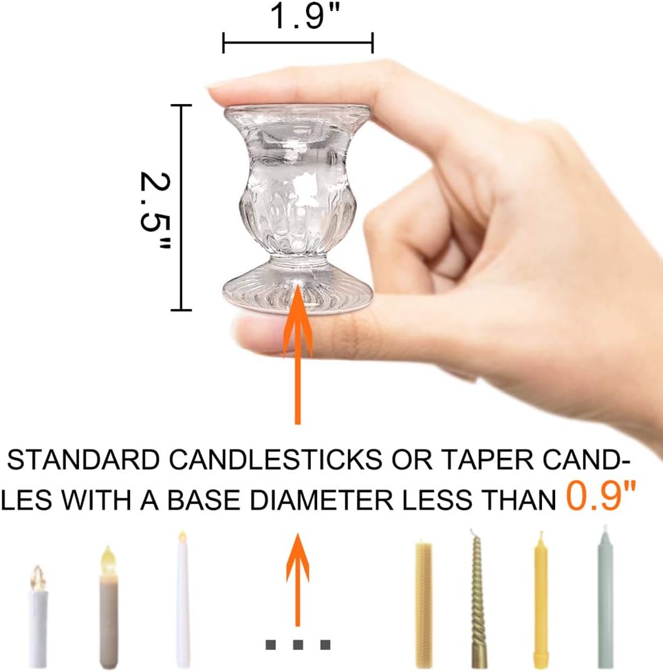 Letine Candlestick Holders Set of 12 - 2.5" H Taper Candle Holders Bulk - Clear Glass Candle Holder for Windowsill, Wedding & Festival: Kitchen & Dining