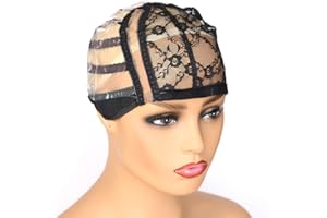 BTWTRY Side U Part Wig Cap with Lace for Wigs Making with Adjustable Strap Medium Size Black Weaving Wig Cap for Women and Girls DIY Wig (1Pc, 0061)