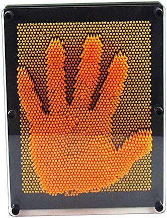 JINGWEN 3D Pin Art Sculpture - Pin Impression Toy Hand Mold - Great Toy For Kids Large Size (6" x 8" Orange)