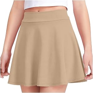 Girls Tennis Uniform Skirt High Waist A Line Flared Pleated Preppy Skorts Summer Casual Comfy Adjustable School Skirts
