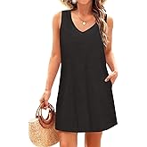 Pinup Fashion Women's Swimsuit Cover Up Terry Cloth Sleeveless Dress with Pockets