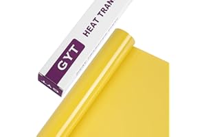 GYT Heat Transfer Vinyl Rolls - 12 Inch x 7 Feet Yellow Glossy Adhesive Vinyl - Iron On HTV for T-Shirt DIY Design